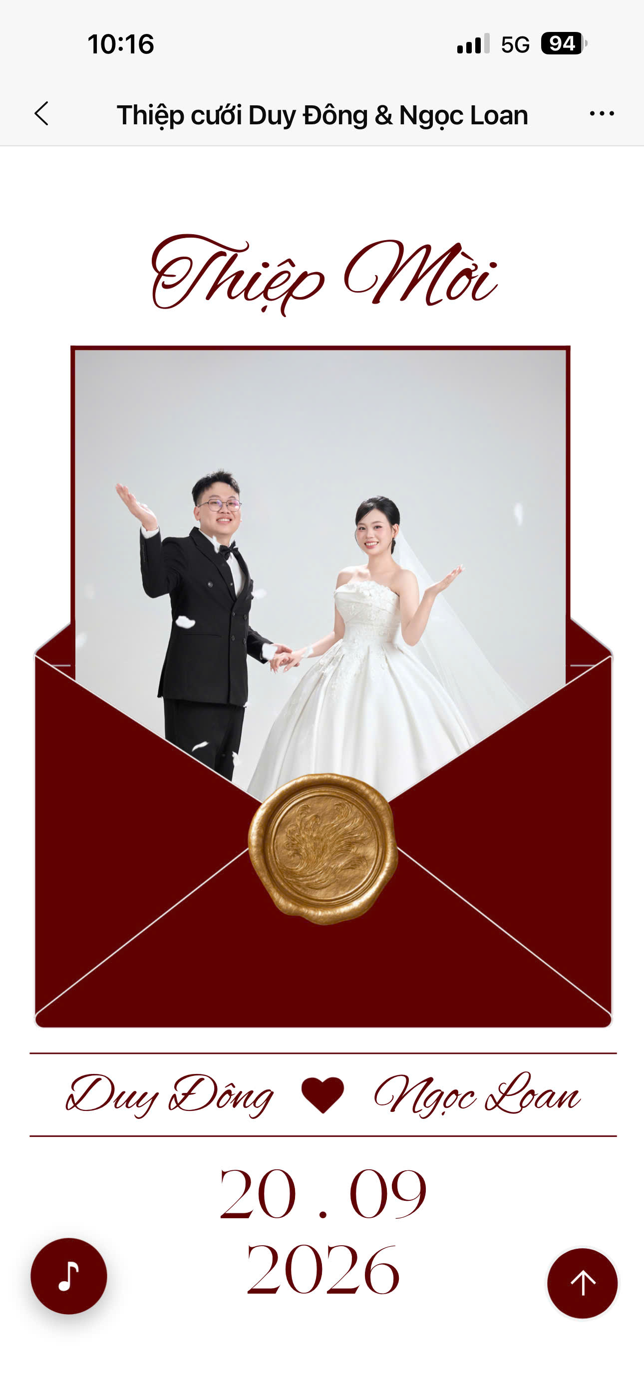 Mẫu thiệp Sweet trên điện thoại