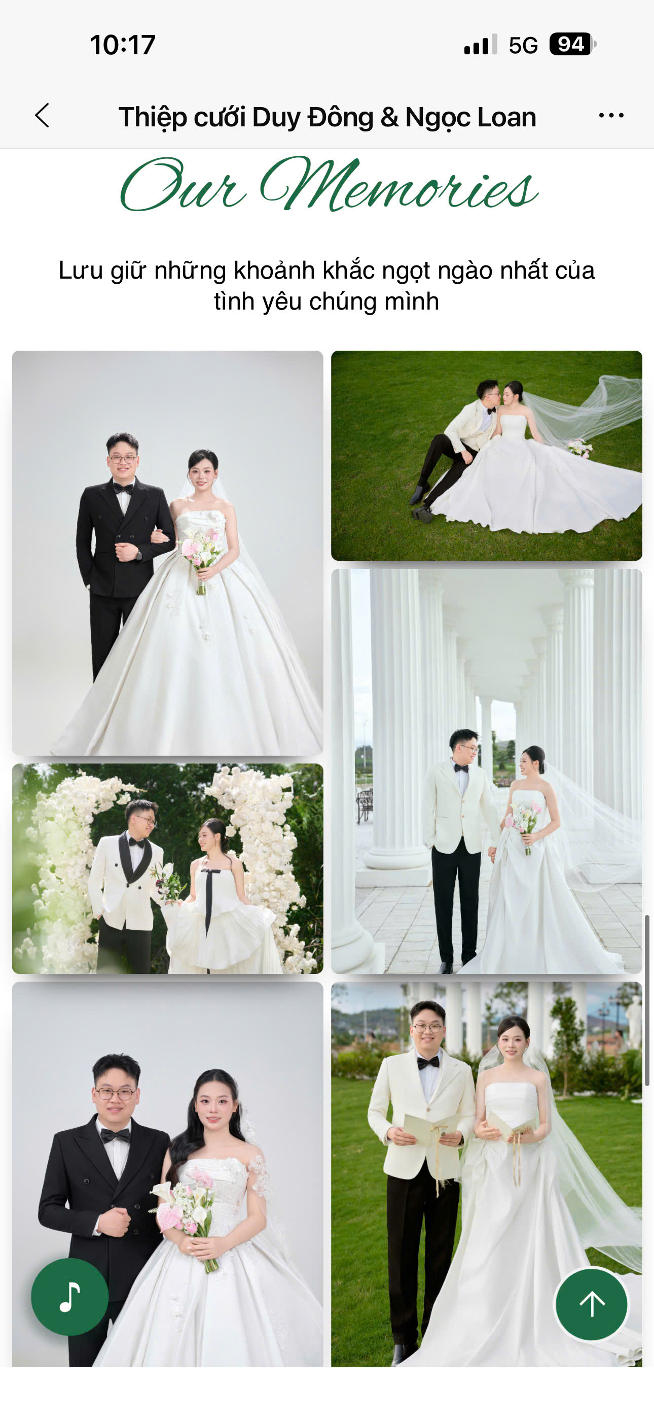 Mẫu thiệp Garden trên điện thoại